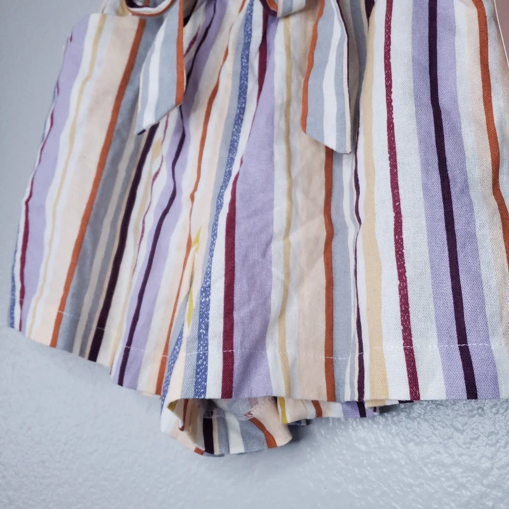 NWT Evolutionary Linen Rainbow Striped Shorts Size M